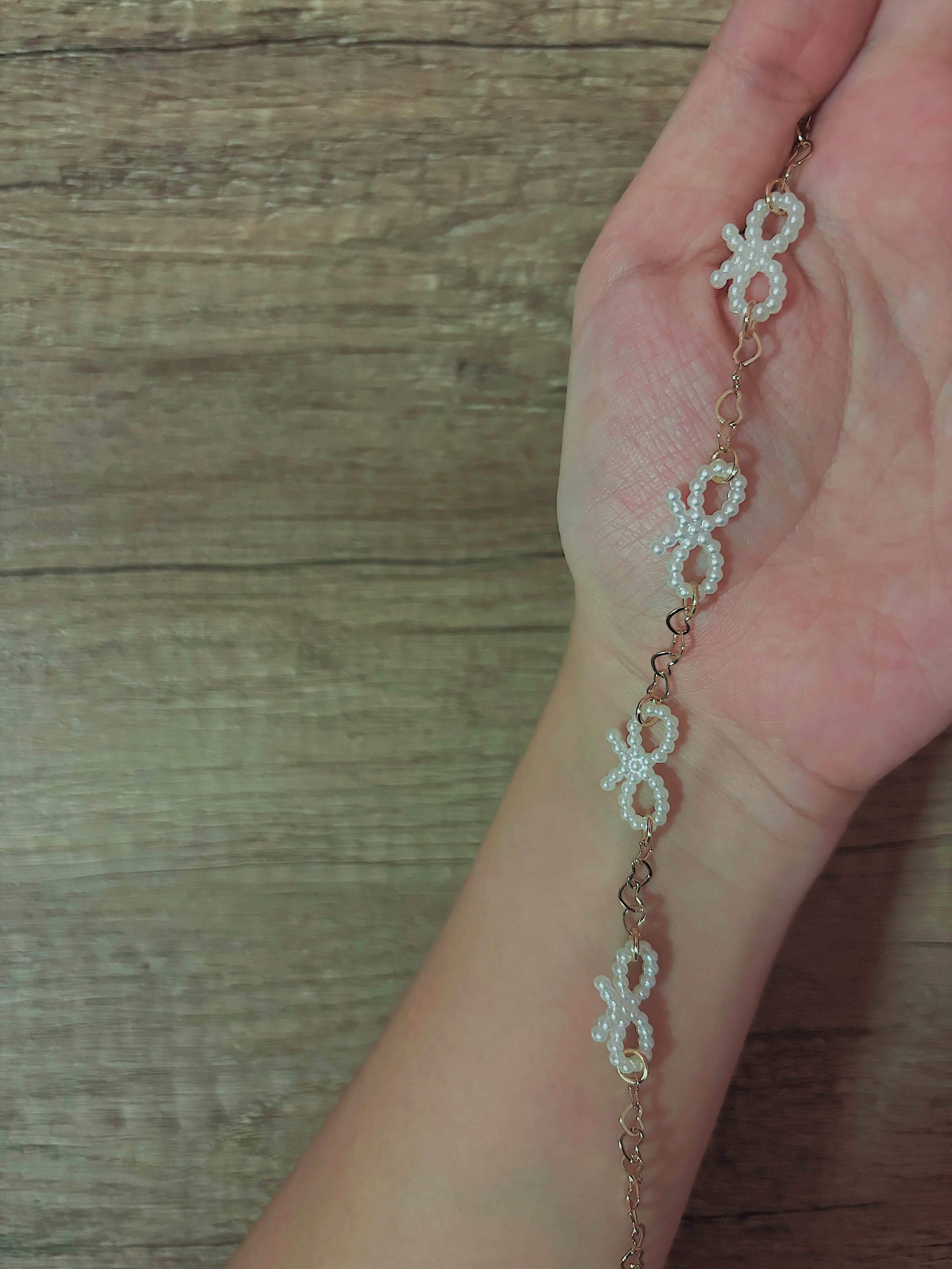 White Ribbon Stacker Bracelet - Silver / Gold Chain