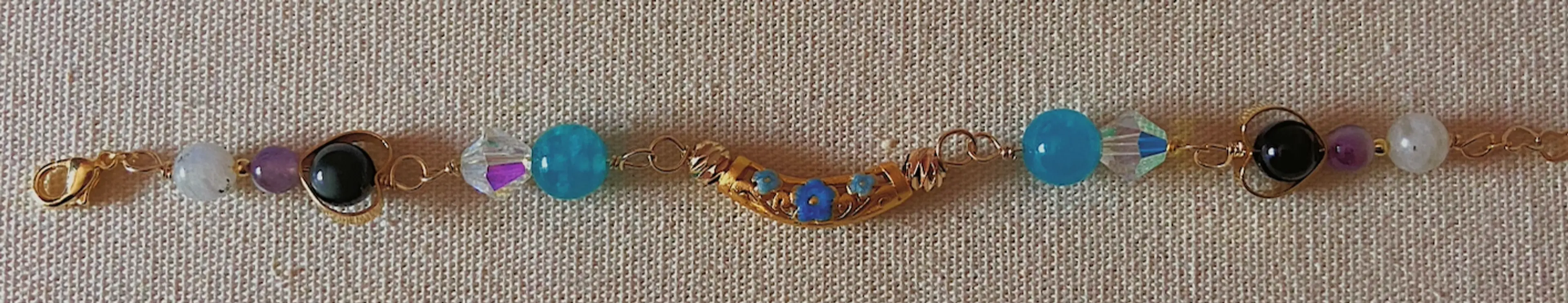 Blue Floral Tube Bracelet thumbnail 2