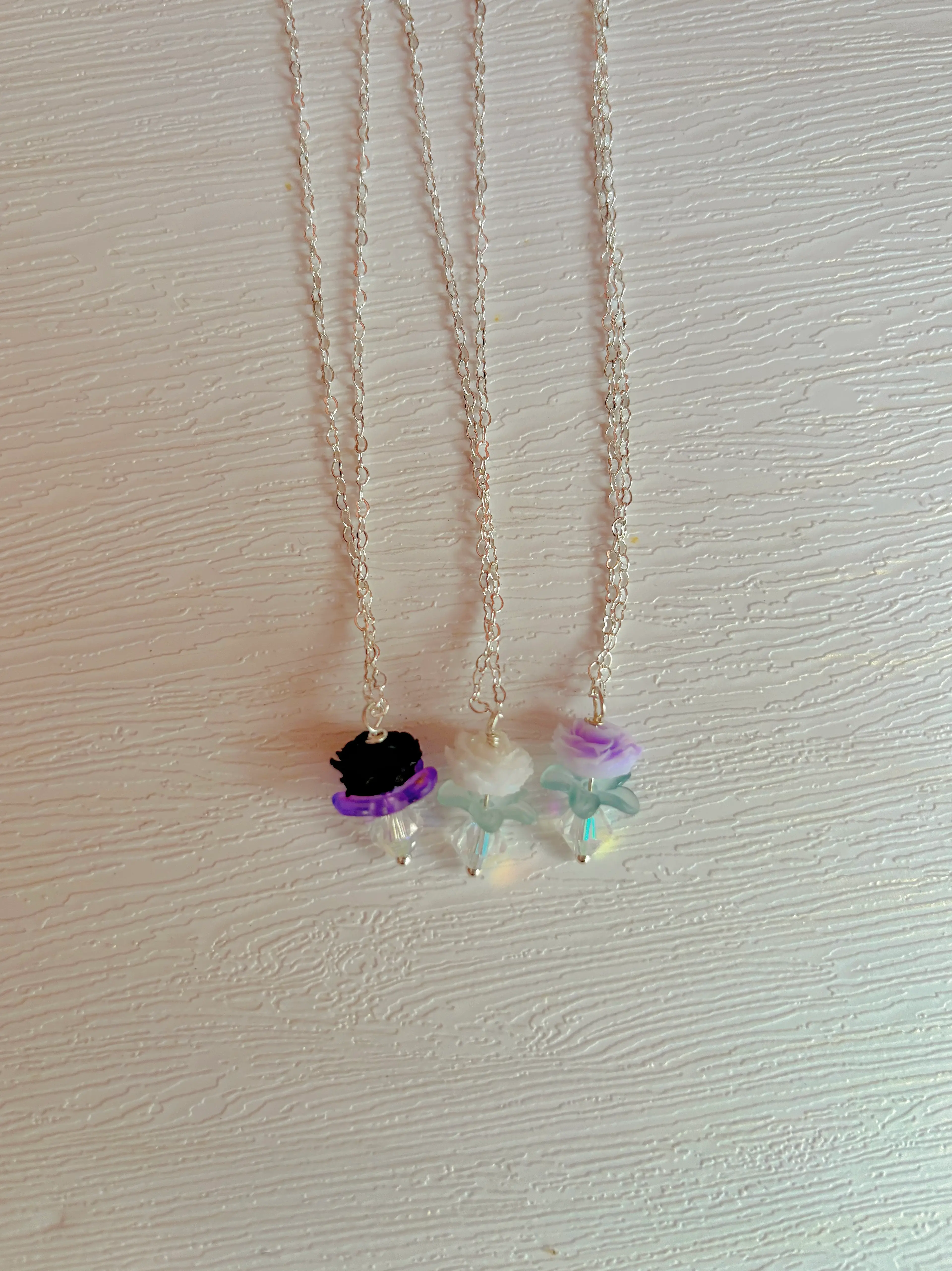 Tiny flower rose necklaces