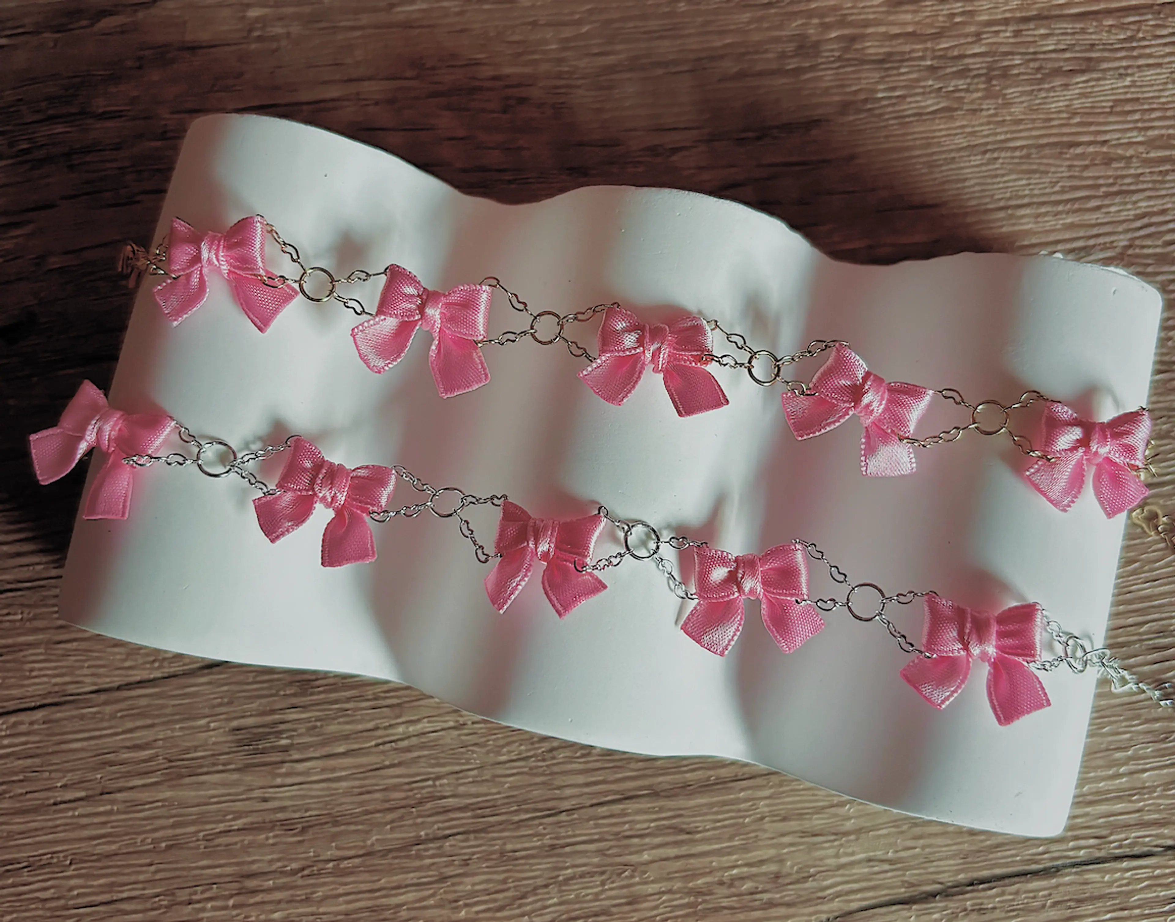 Mini Ribbon Bracelet (Special) - Silver / Gold Chain