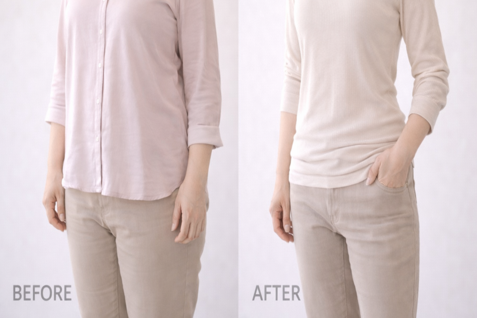 横手市パーソナルジムで50代女性が-6kg達成した体型改善の成功事例ビフォーアフター写真