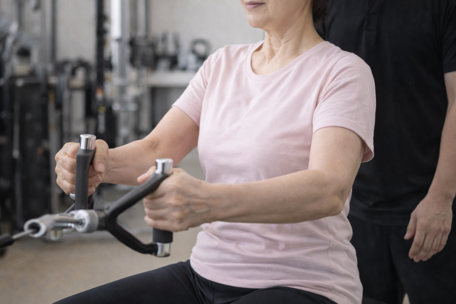 横手市パーソナルジムVERDE FITで半年-14kg・体脂肪率大幅改善を達成した50代女性のトレーニング写真