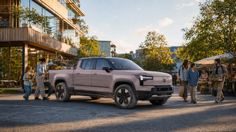 — urban market scene. Independent study, not affiliated with Volvo Cars.