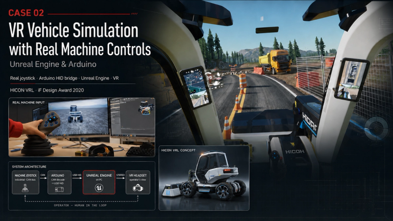 VR Vehicle Simulation with Real Machine Controls — Unreal Engine & Arduino