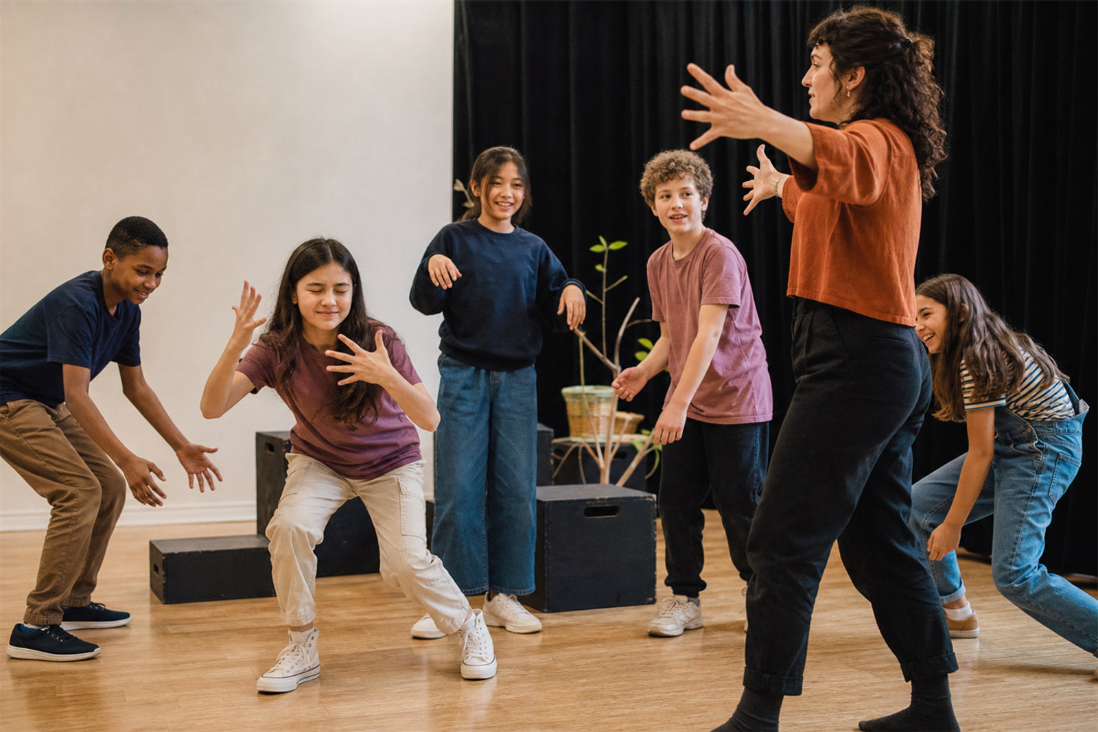 students being instructed by an acting teacher