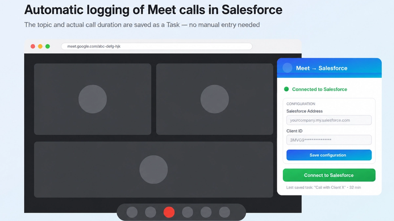 Meet to Salesforce Task Chrome Extension Logger