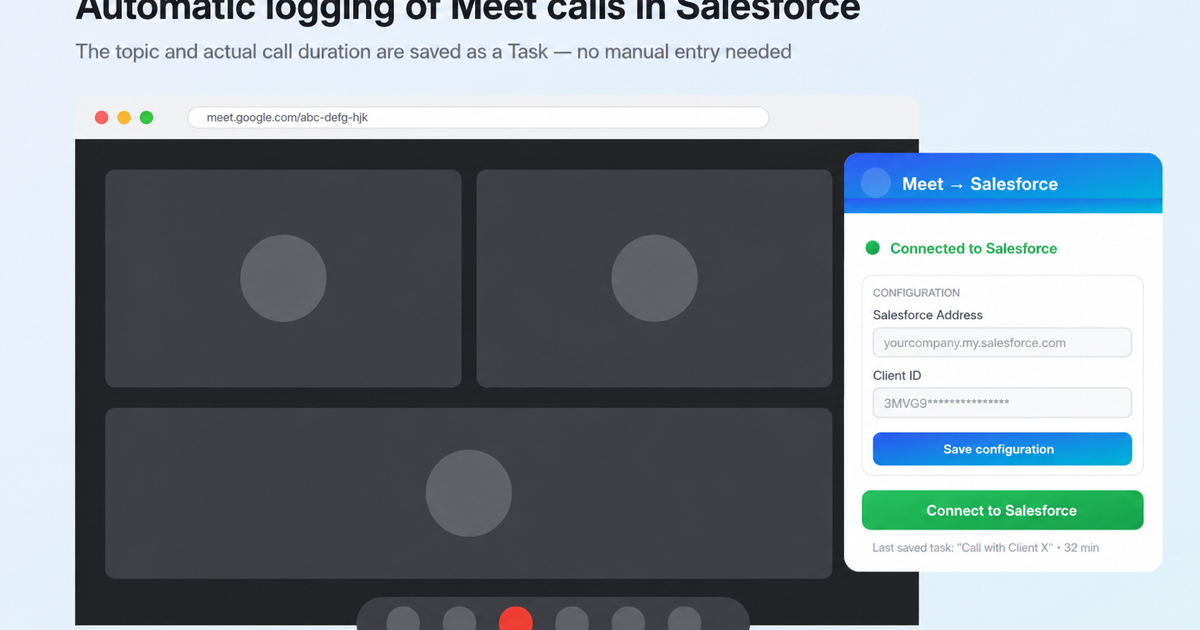 Meet to Salesforce Task Chrome Extension Logger