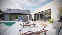 Poolside view of Le Vicheris