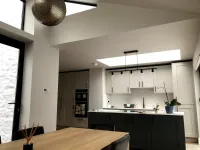 Shot inside the home overlooking kitchen work top areas