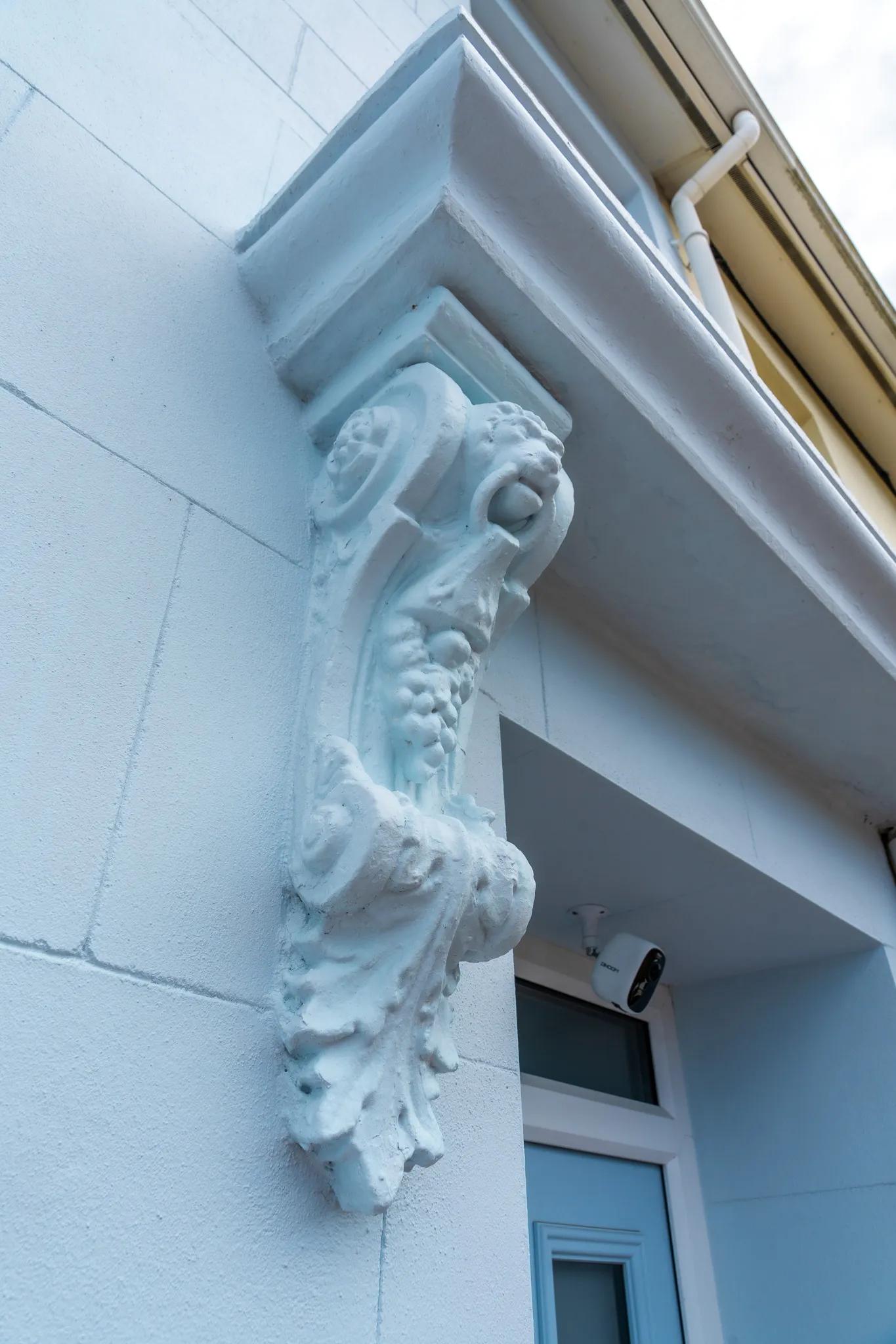 Exterior shot showing house character and details