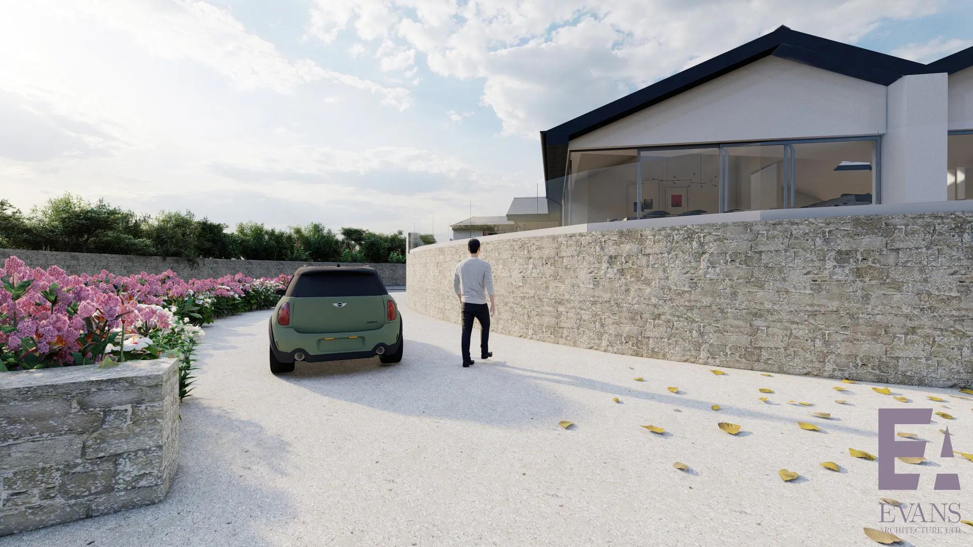 Exterior shot with outdoor area