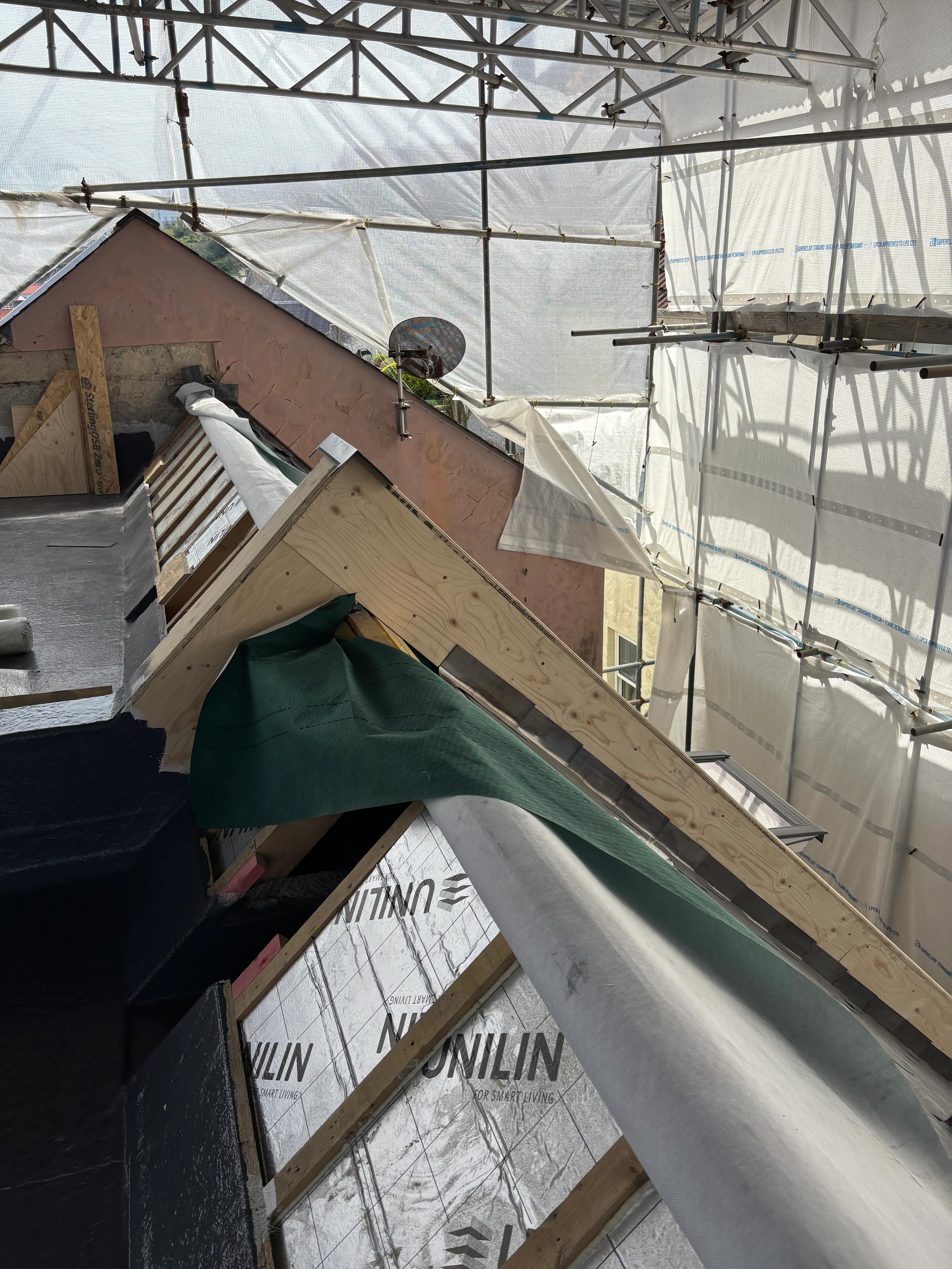 The roof of Victoria Road Work in Progress