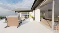 Exterior shot with outdoor seating area