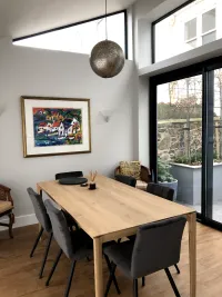 Interior shot of dining area near to sliding doors