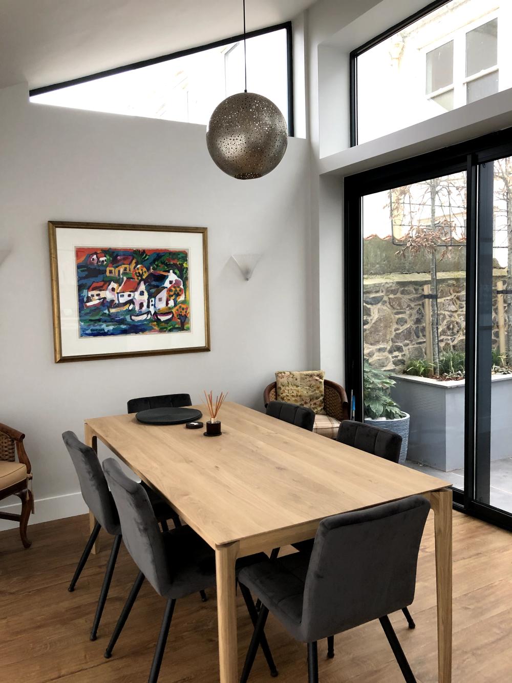 Interior shot of dining area near to sliding doors