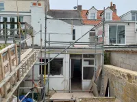 Work in progress on 7 victoria street with scaffolding
