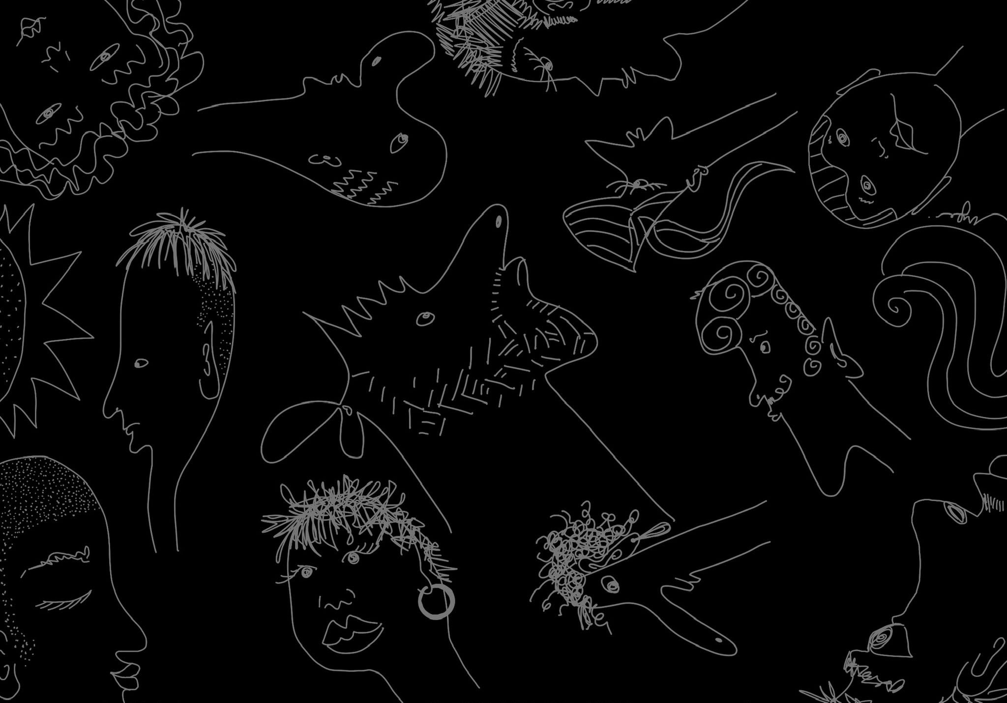 Line drawings of many different faces