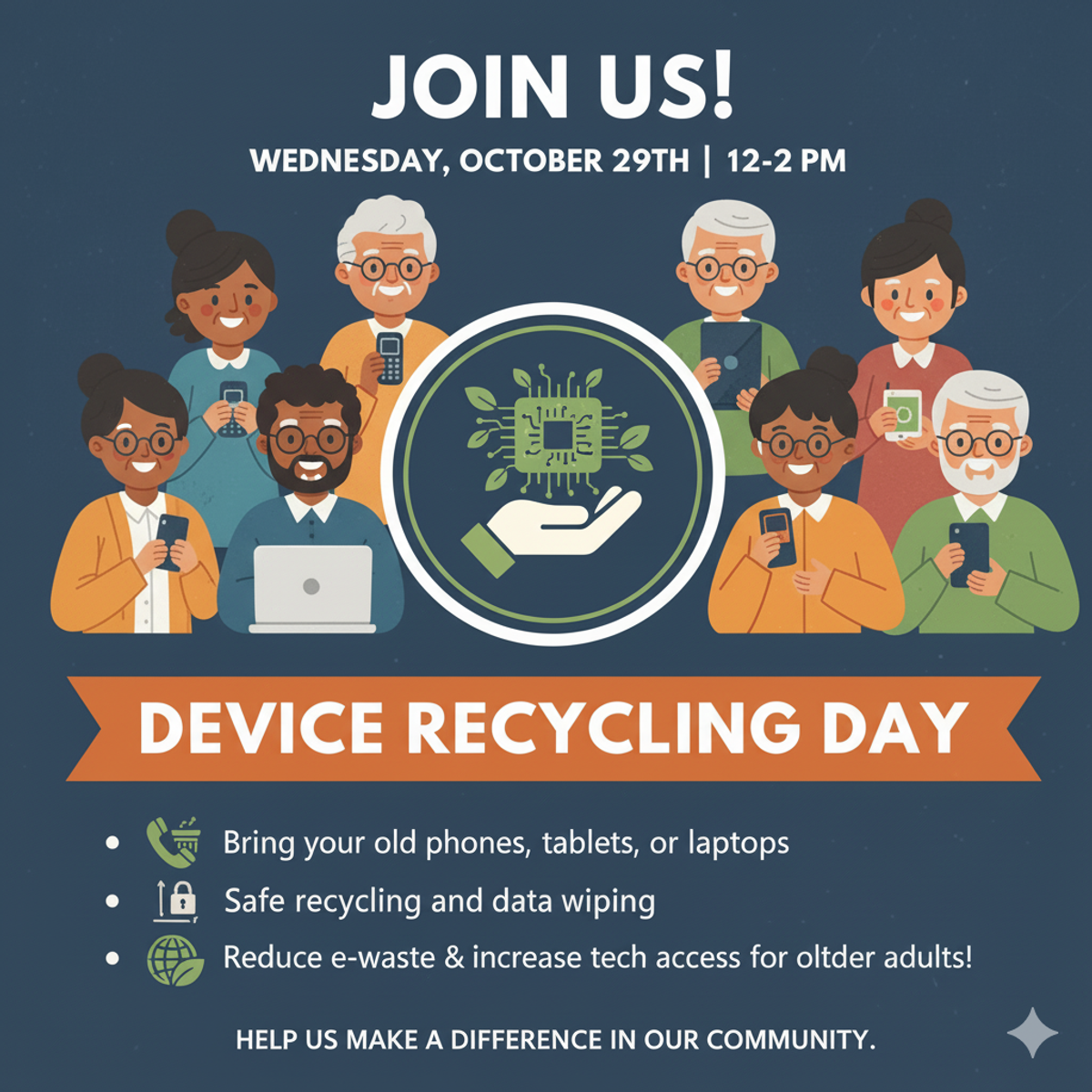 GOLD in running a device recycling day October 29th from 12-2pm in Garner