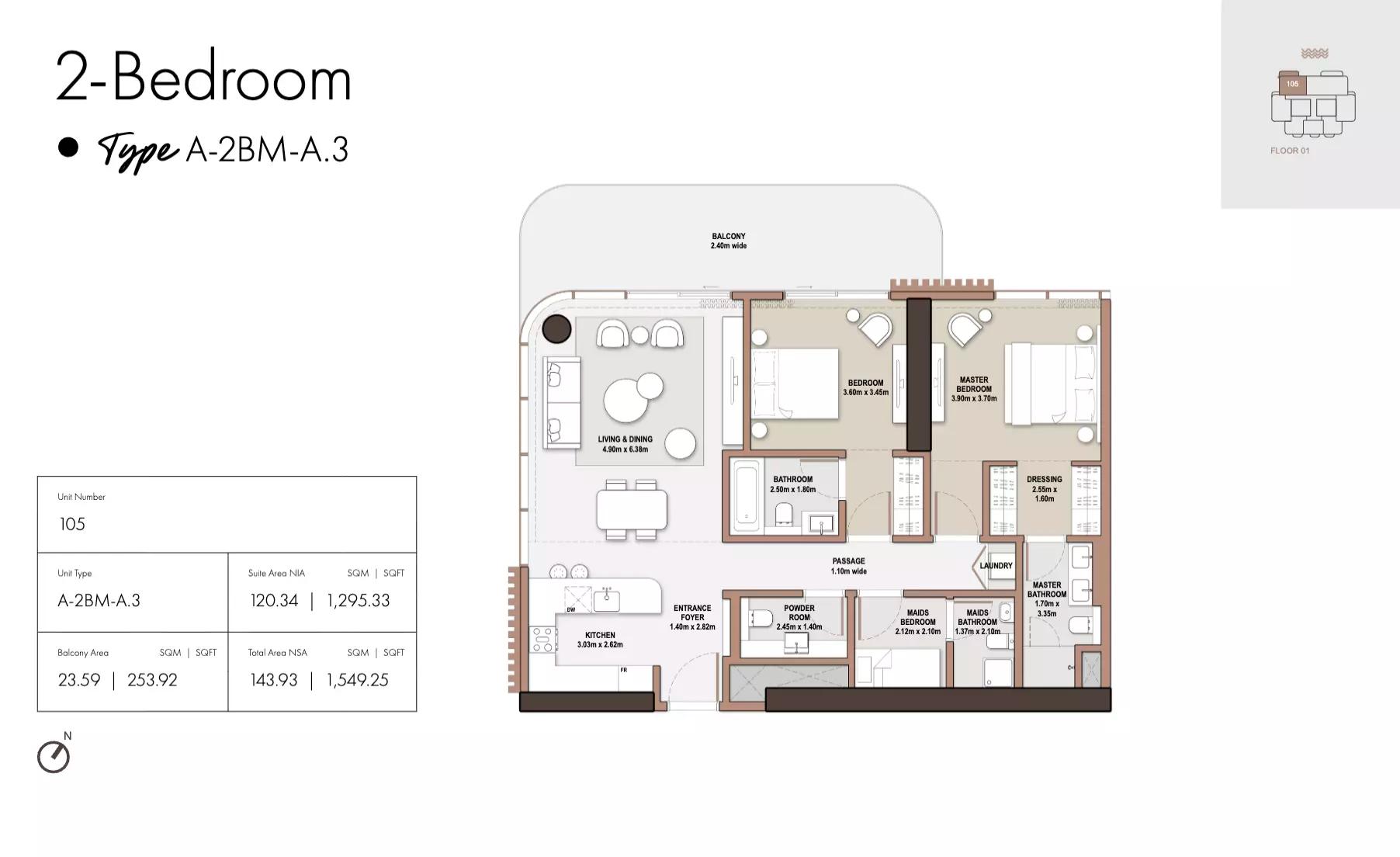 Floor plan Type A3+Maid-Tower A