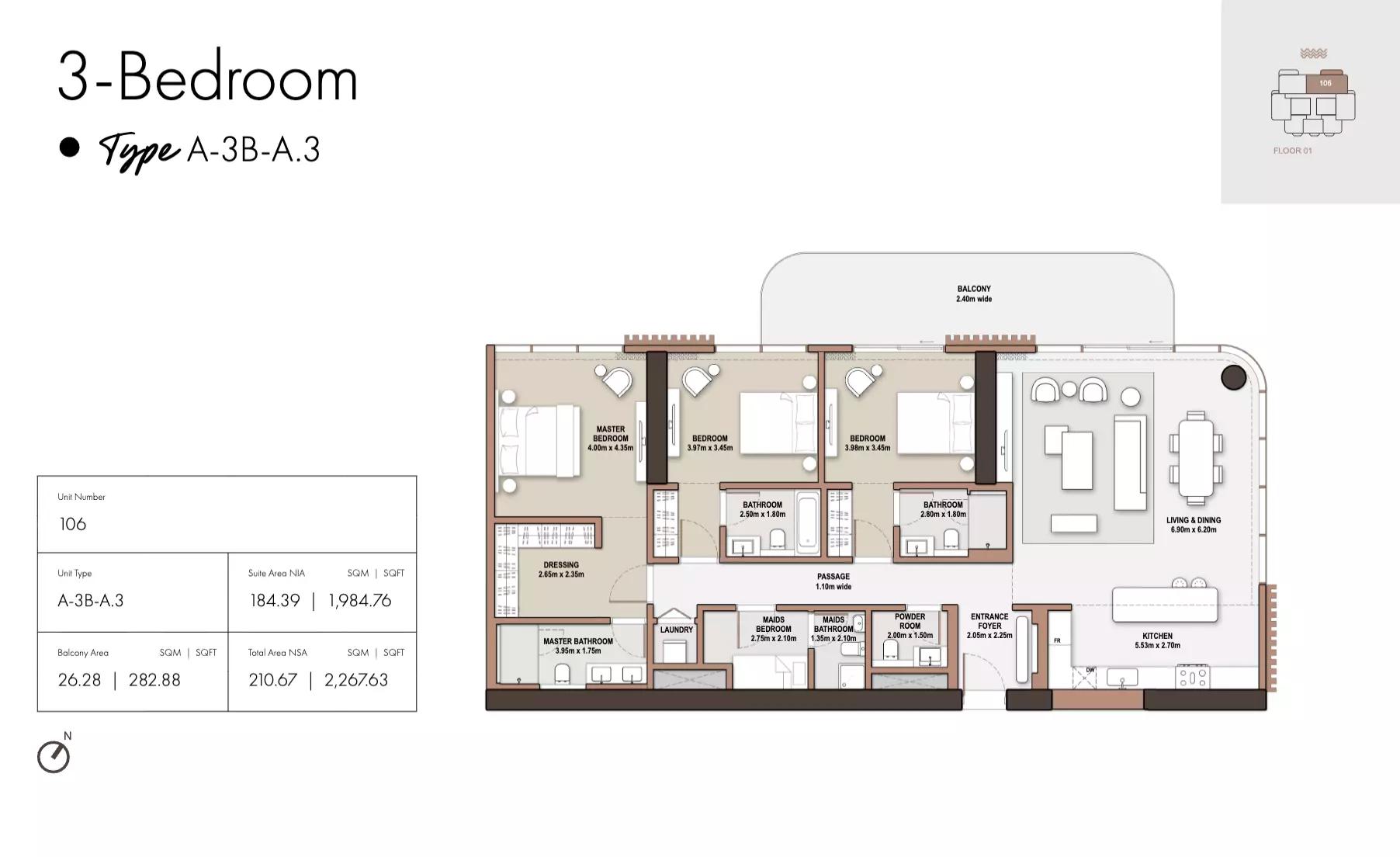 Floor plan Type A3-Tower A
