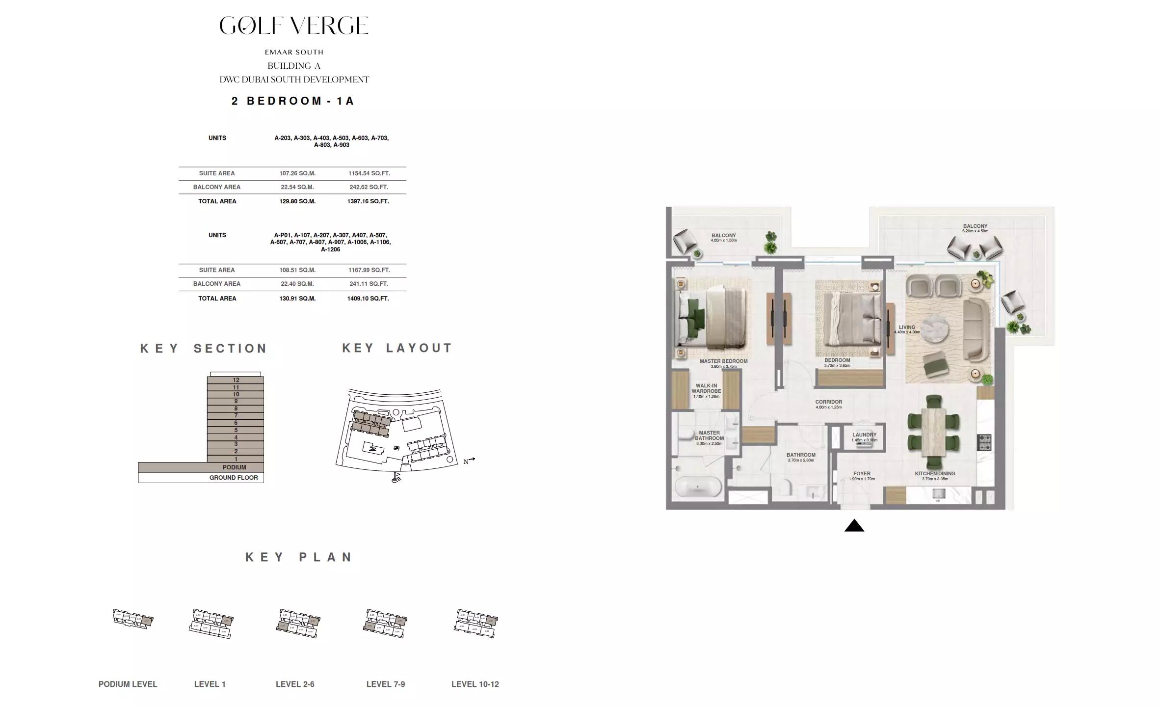Floor plan Type 1A | 2 BR