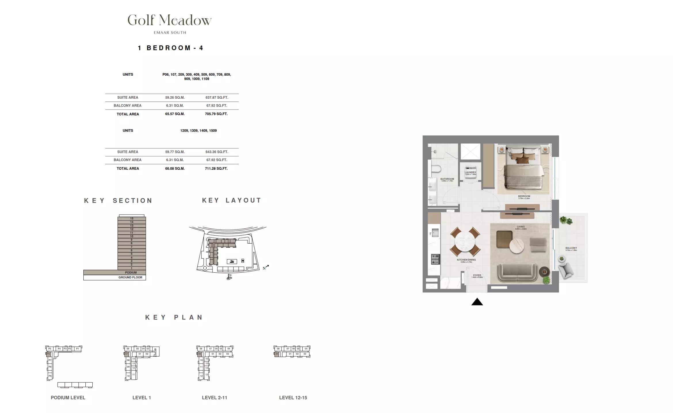 Floor plan Type 4 (Unit P06-1509)
