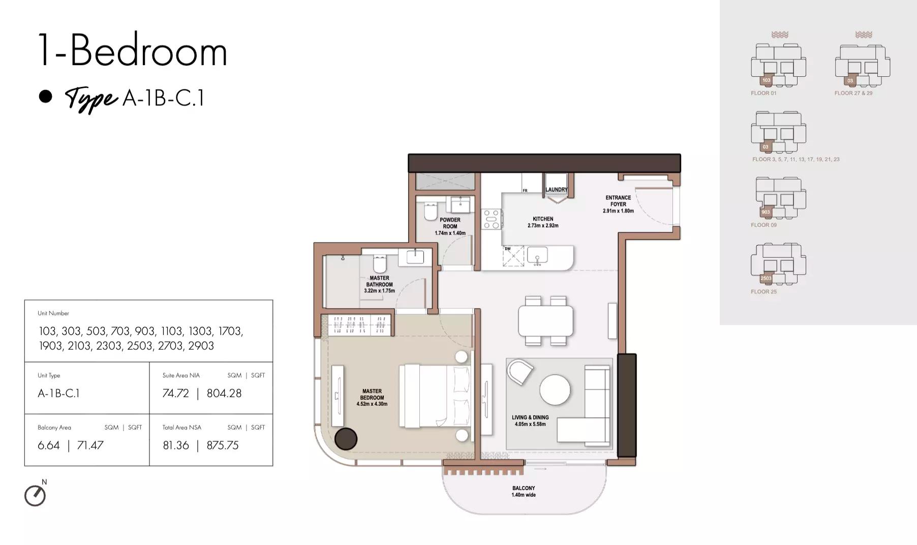 Floor plan Type C1-Tower A