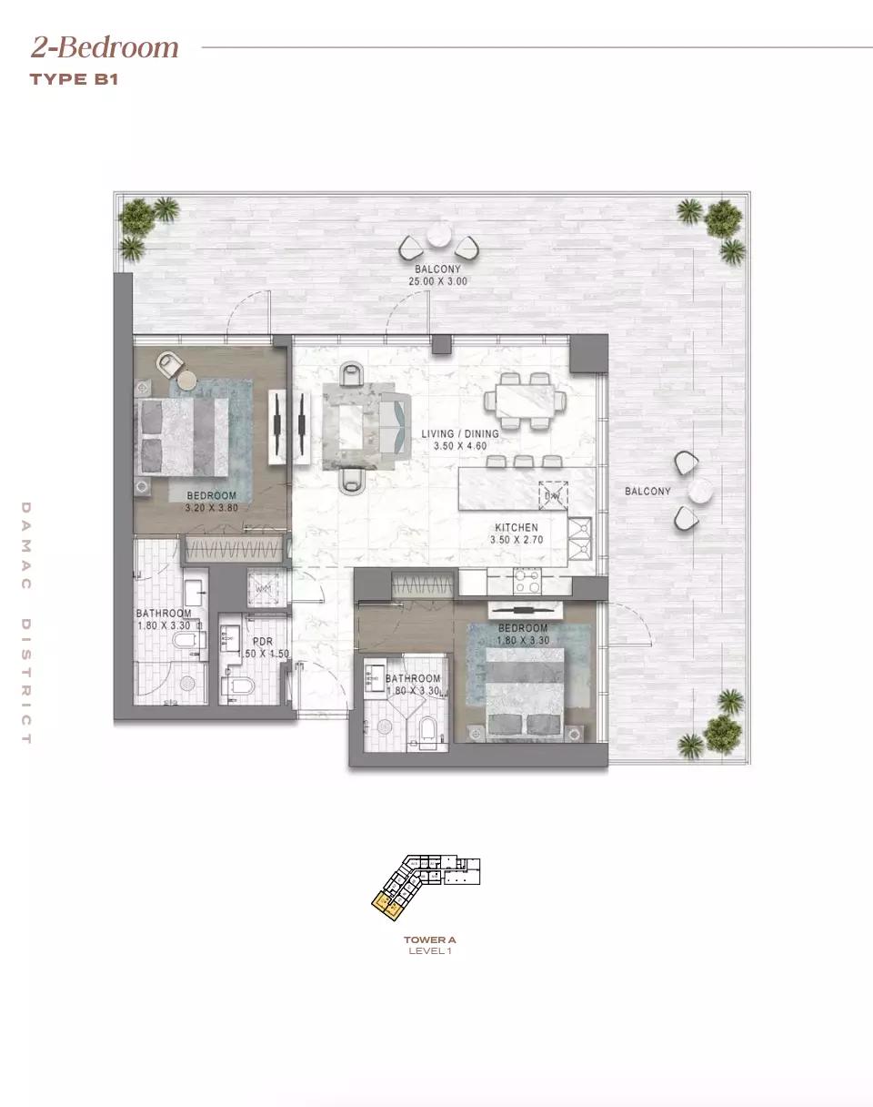 Floor plan Type B1-Tower A