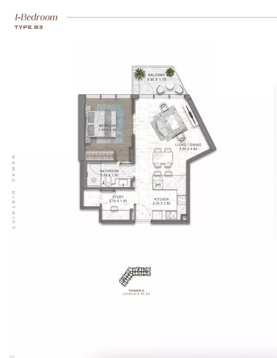 Floor plan Type B3-Tower A
