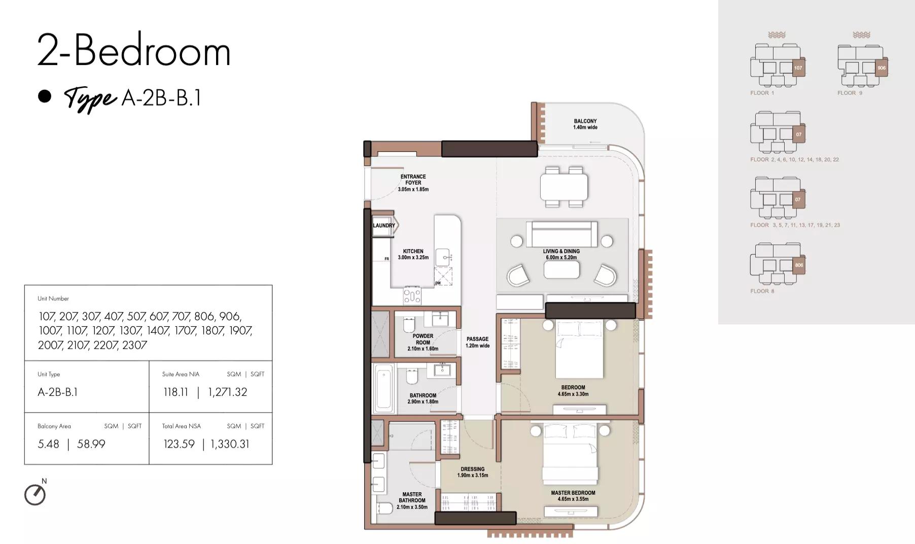 Floor plan Type B1-Tower A