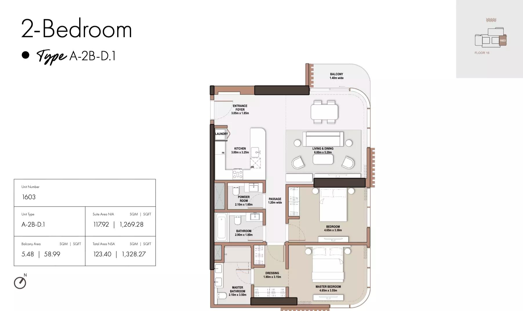 Floor plan Type D1-Tower A