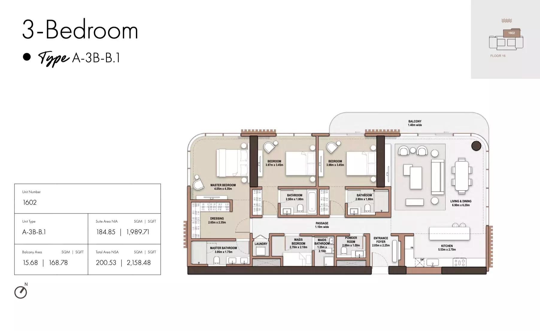 Floor plan Type B1-Tower A