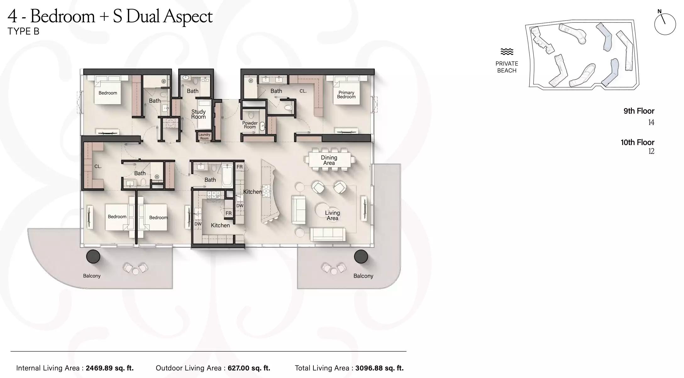 Floor plan Type A+S Dual Aspect