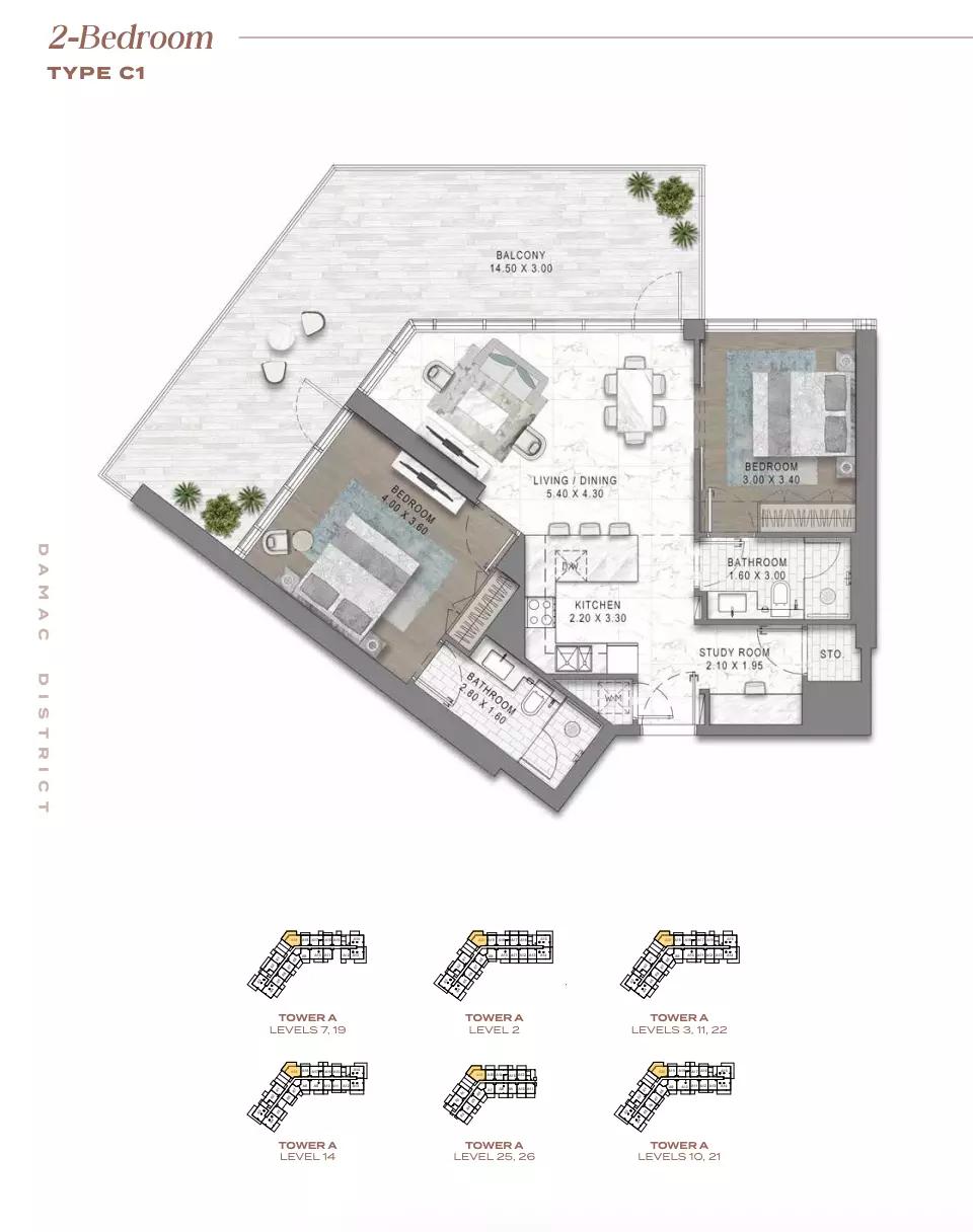 Floor plan Type C1-Tower A