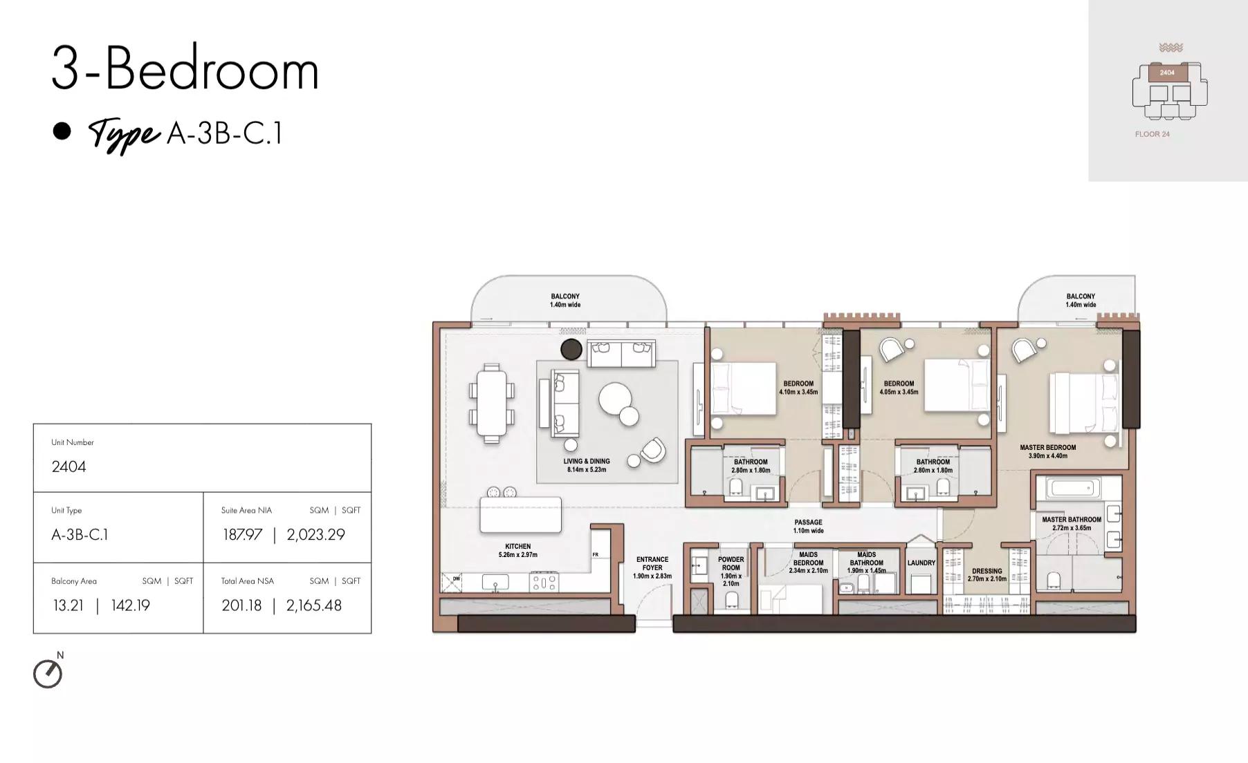 Floor plan Type C1-Tower A