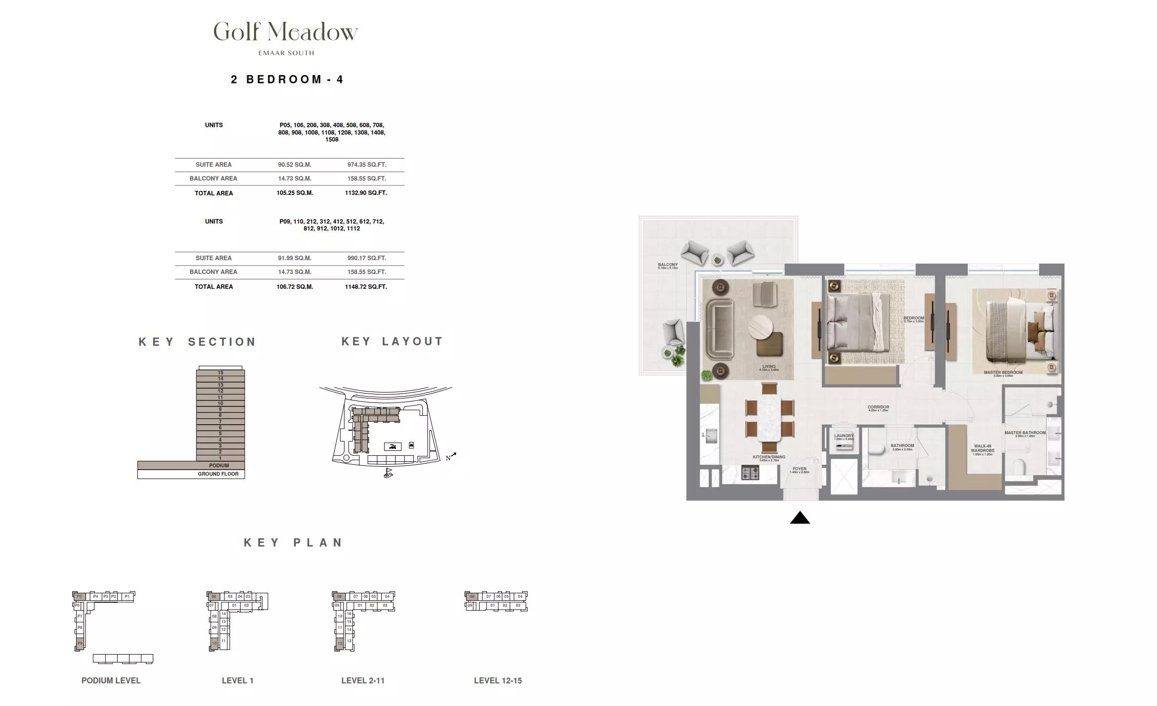 Floor plan Type 4 (Unit P05-1508)
