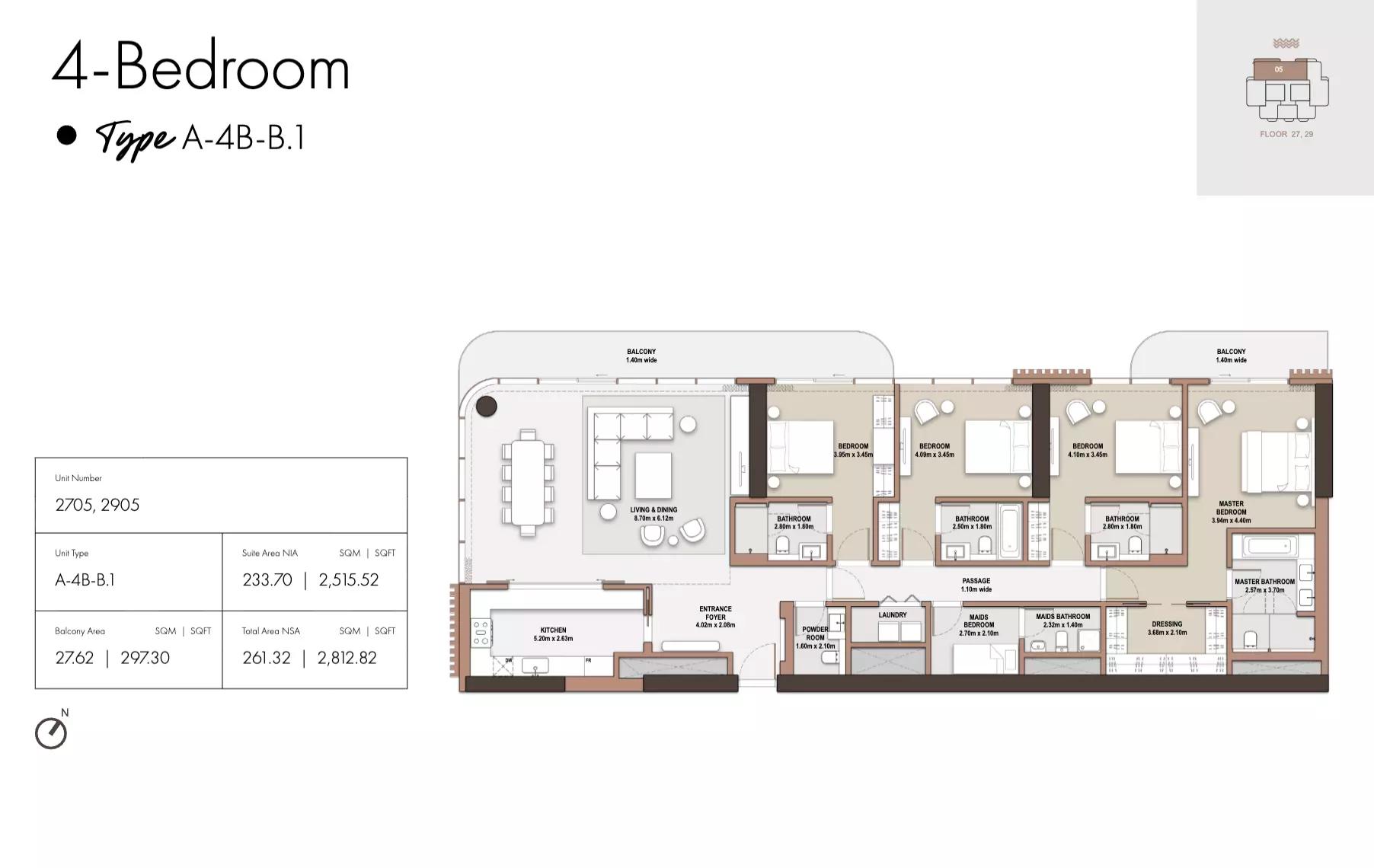 Floor plan Type B1-Tower A