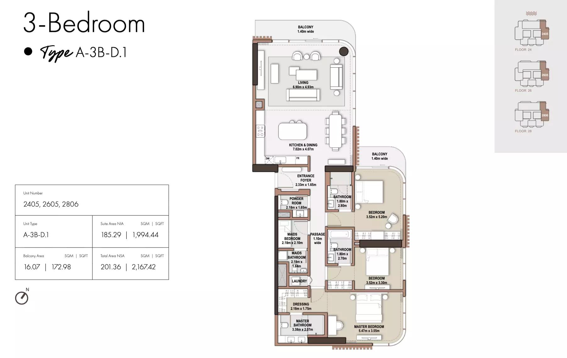 Floor plan Type D1-Tower A