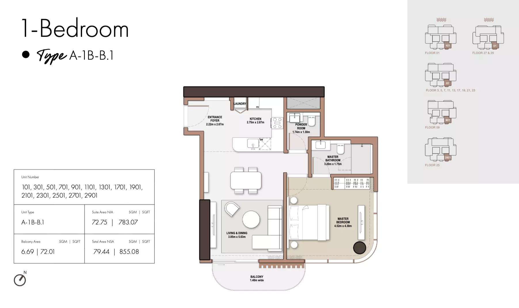 Floor plan Type B1-Tower A