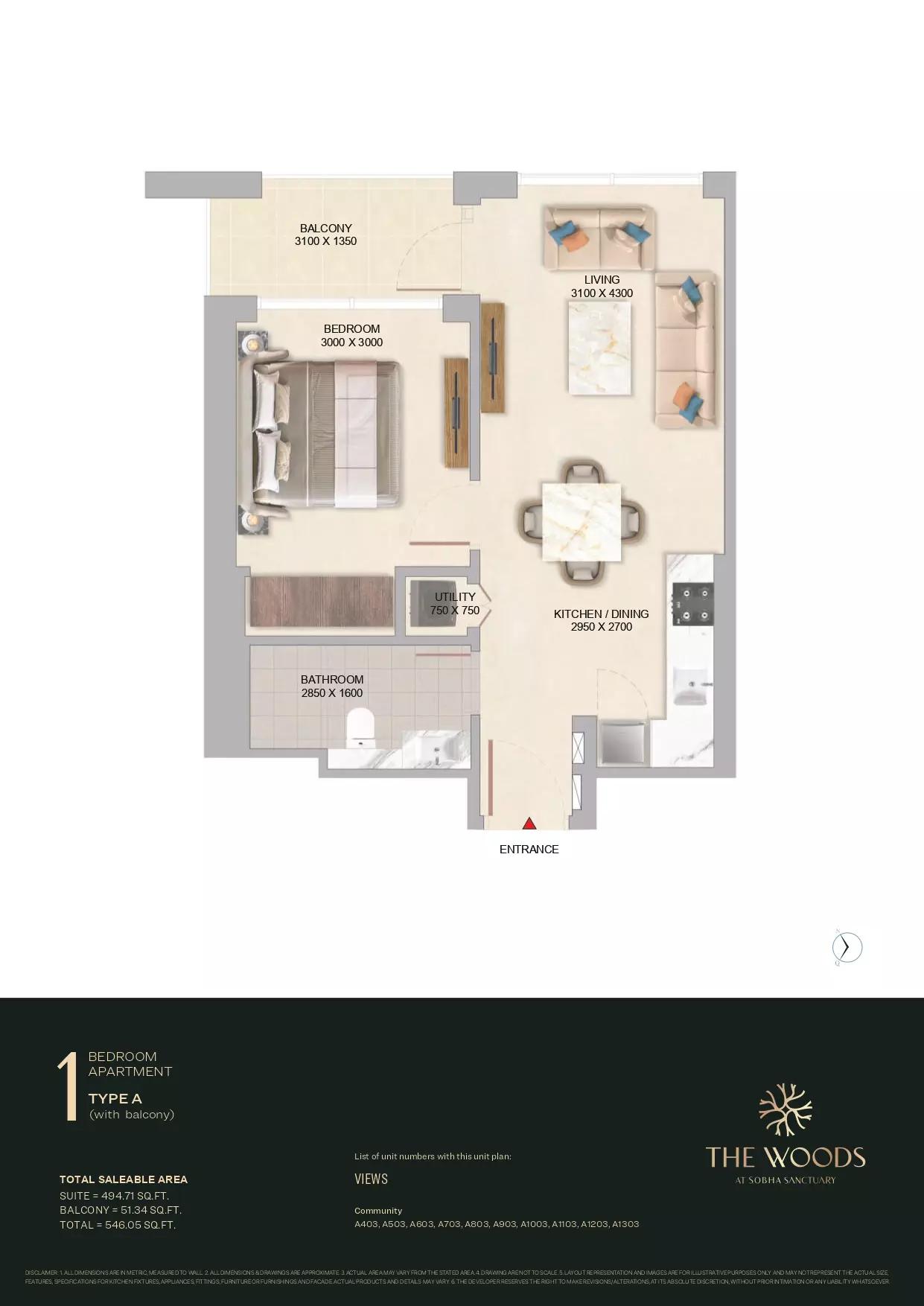 Floor plan Type A (with balcony)