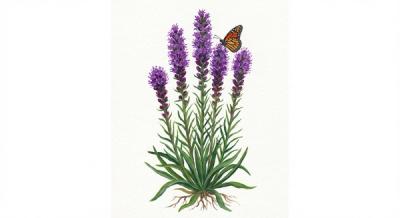 Blazing Star (Liatris squarrosa), colorful illustration