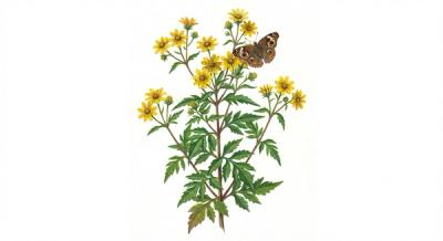Beggarticks (Bidens aristosa), colorful illustration