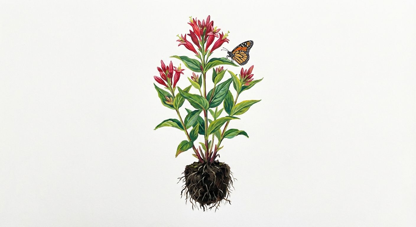 Indian Pink (Spigelia marilandica), colorful illustration