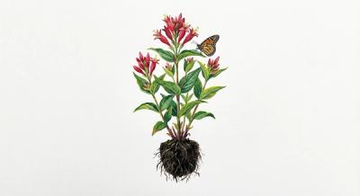 Indian Pink (Spigelia marilandica), colorful illustration
