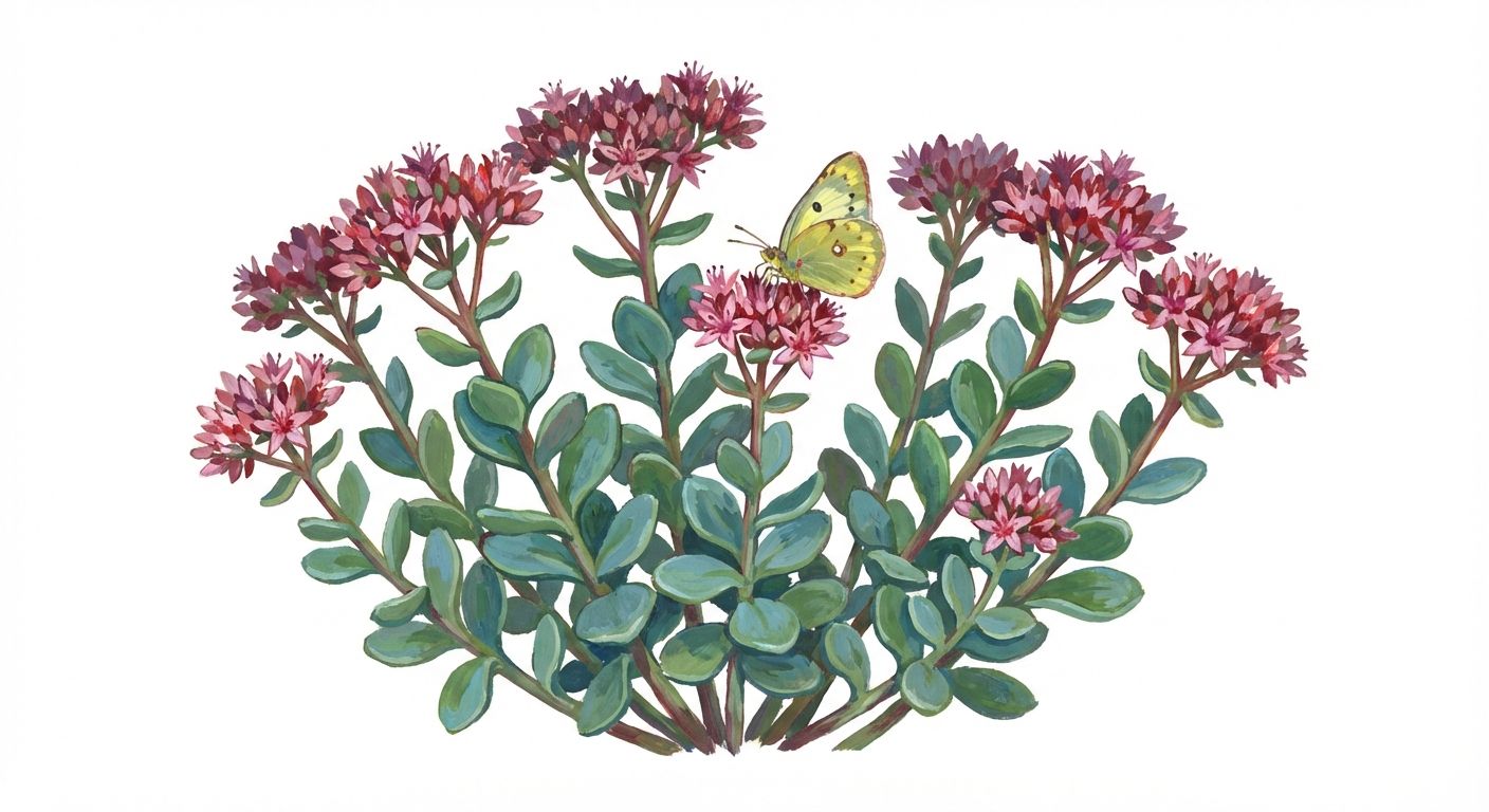 Allegheny Stonecrop (Hylotelephium telephioides), colorful illustration