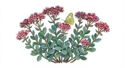 Allegheny Stonecrop (Hylotelephium telephioides), colorful illustration