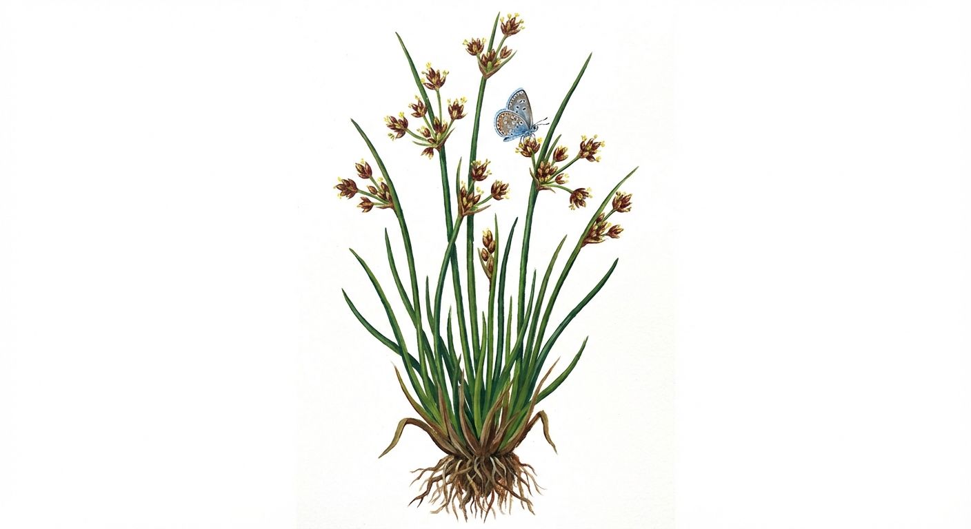Soft Rush (Juncus effusus), colorful illustration