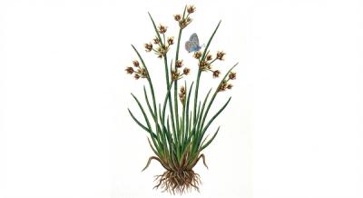 Soft Rush (Juncus effusus), colorful illustration