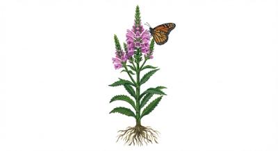 Obedient Plant (Physostegia virginiana), colorful illustration