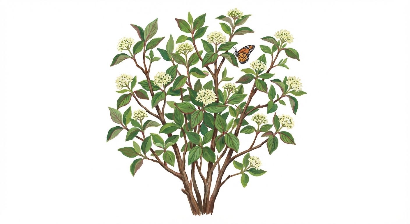 Gray Dogwood (Cornus racemosa), colorful illustration